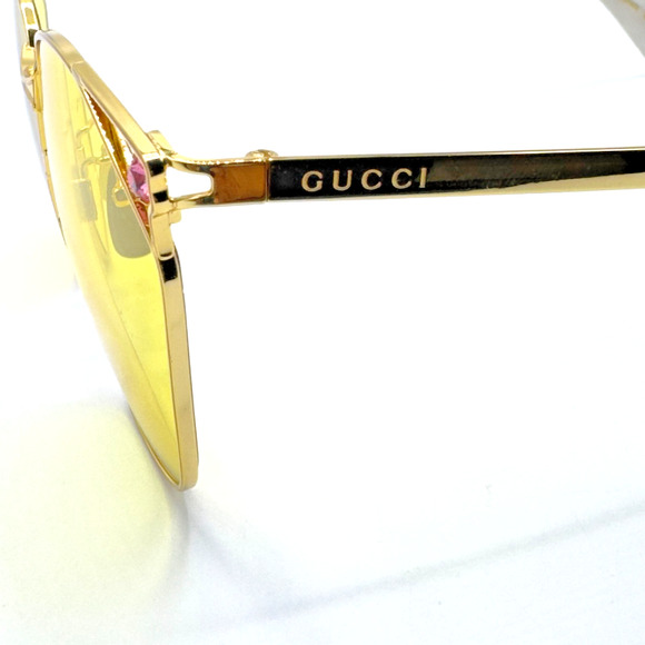 Gucci Sunglasses GG1375SA-002 Womens Gold Metal Cat Eye Frame Yellow Lens 62mm main image 4